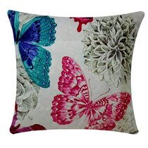 Chenille Cotton Flamingo Print Square 17 x 17 inch Cushion Cover Bed Pillowcase 