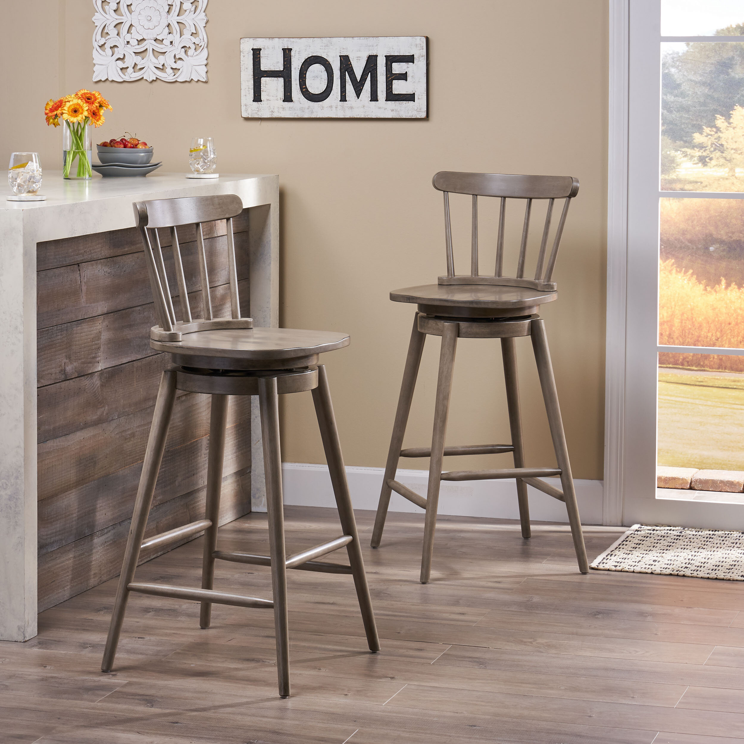 30 L7C1-4 Vermont Cushion Seat with Double-Ring Chrome Base Swivel Bar Stool by The Holland Bar Stool Company