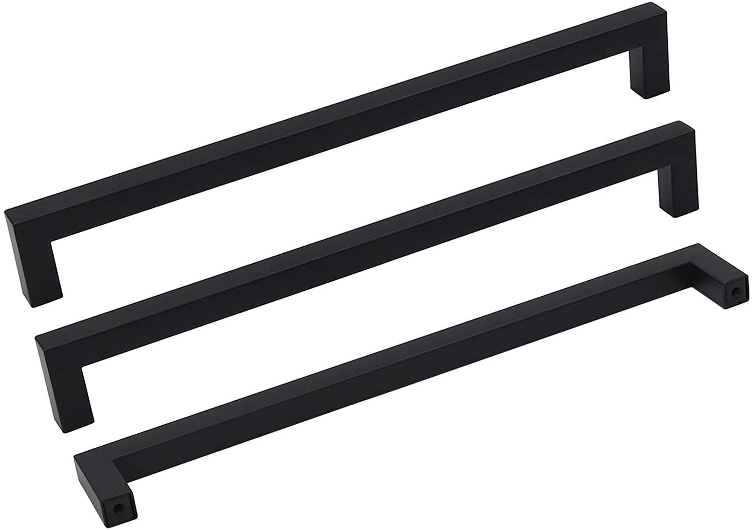 Black Square Bar Cabinet Pull Drawer Handle Stainless Steel Modern Knob Hardware