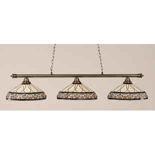 Go to store & view more images Red Barrel Studio Mendez 3-Light Royal Merlot Tiffany Shade Billiard Light