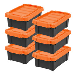 orange plastic storage totes
