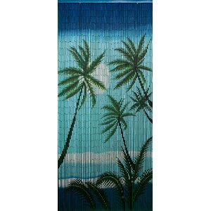 Carribean Palms Graphic Print & Text Semi-Sheer Single Curtain Panel