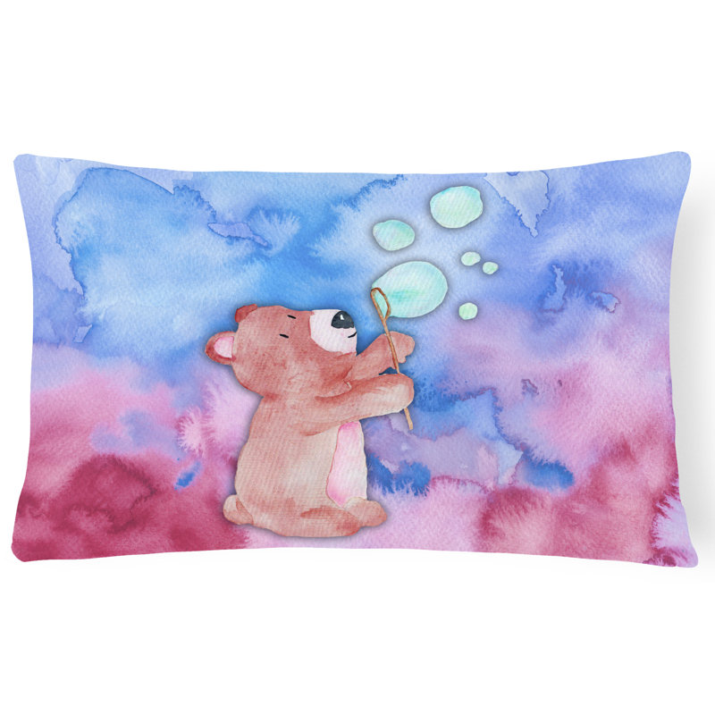 Zoomie Kids Kathleen Bear And Bubbles Watercolor Lumbar Pillow Wayfair