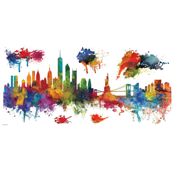 Ebern Designs New York City Watercolor Skyline Peel And Stick