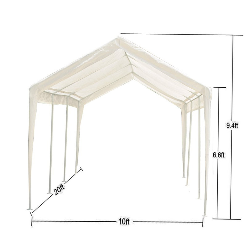 Wanme Carport Outdoor Heavy Duty Car 10 Ft X 20 Ft Canopy Wayfair