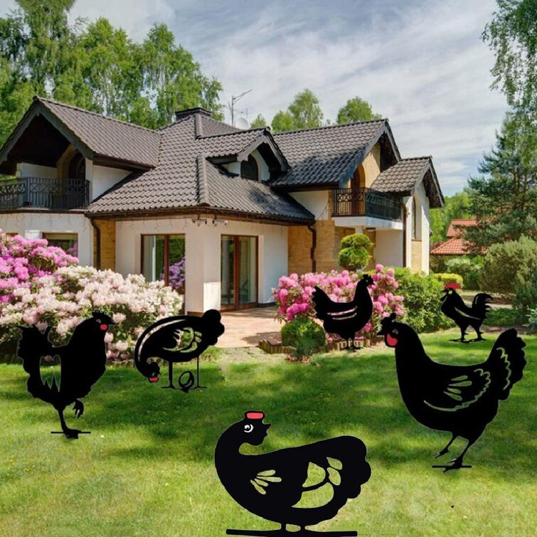 Chicken Yard Art Outdoor Garden Backyard Lawn Stakes Acrylic Hen Rooster Decor 