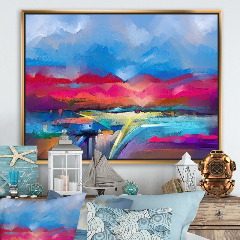 Painted Colorful Purple And Blue Sky - Painting on Canvas