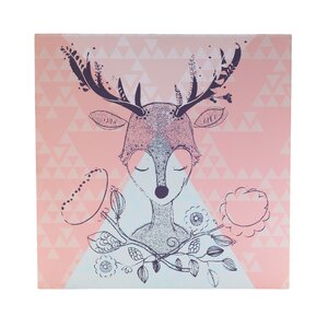 Sparrow Deer Head Canvas Art