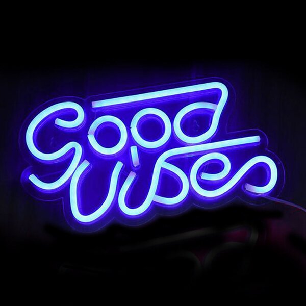 New Good Vibes Only Bar Light Lamp Artwork Handmade Acrylic Box Neon Sign 14"