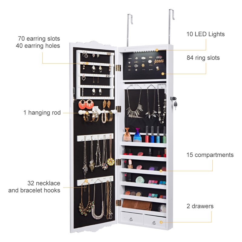 Alcott Hill Fiona Wall Mount Jewelry Armoire With Mirror Reviews