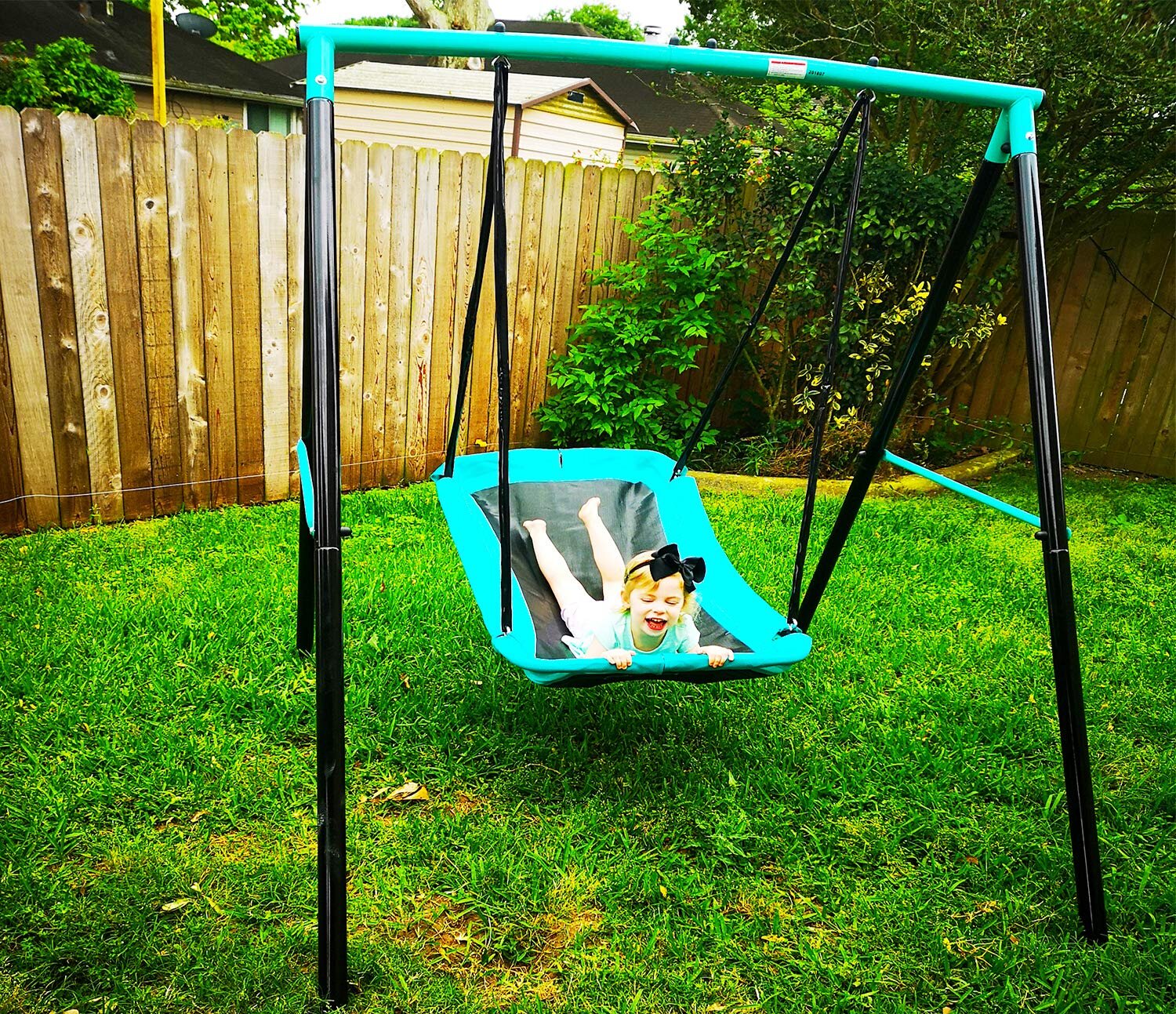 70 Swing Sets for Backyard Swing Set Sturdy Steel Frame for Up to 2 Children Saucer Swing with Frame Toddler Swing with Stand All Weather