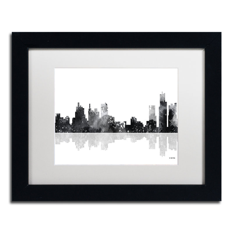 Trademark Art Detroit Michigan Skyline Bg 1 Matted Framed Graphic Art On Canvas Wayfair