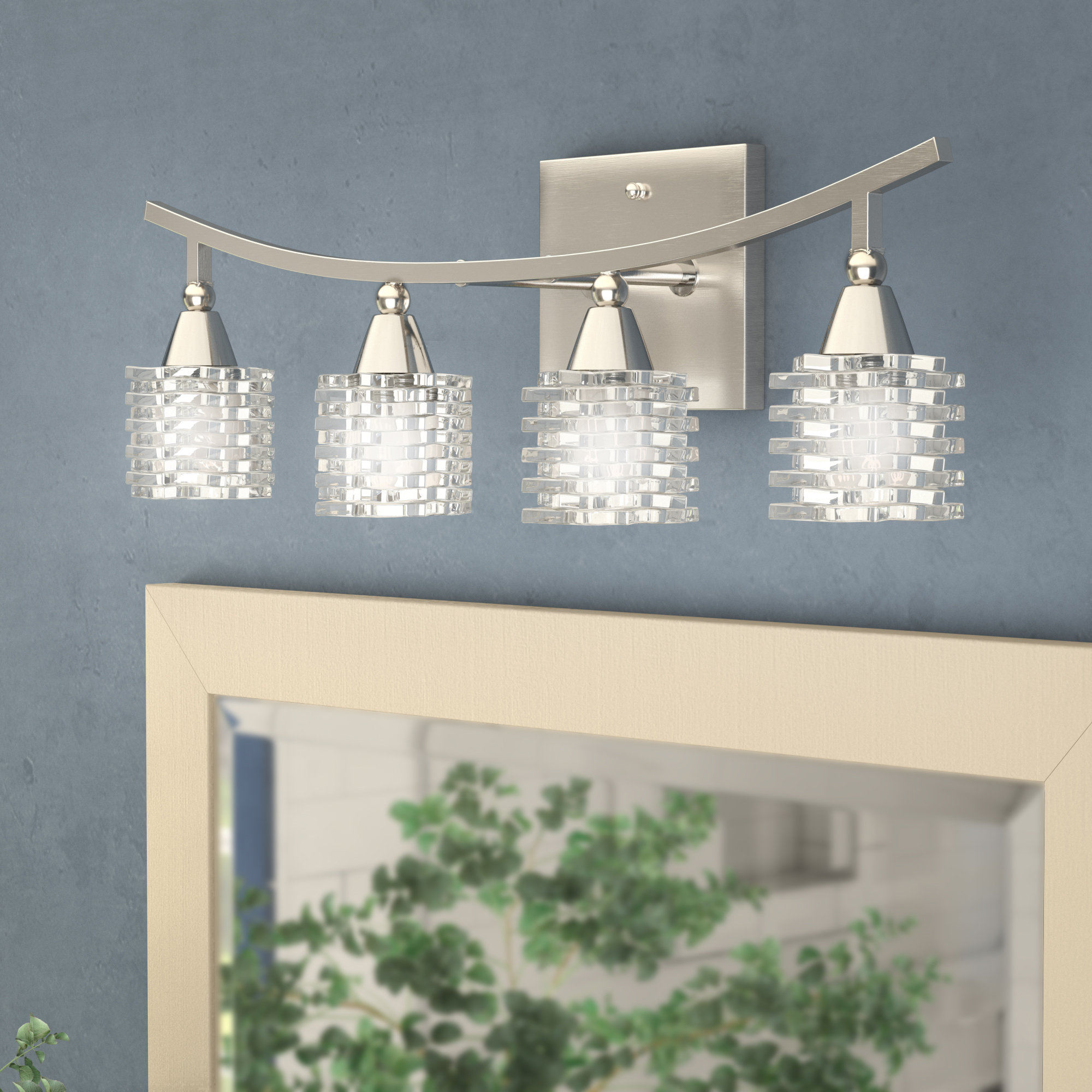 Orren Ellis Lihua 4 Light Dimmable Satin Nickel Bath Bar Reviews Wayfair