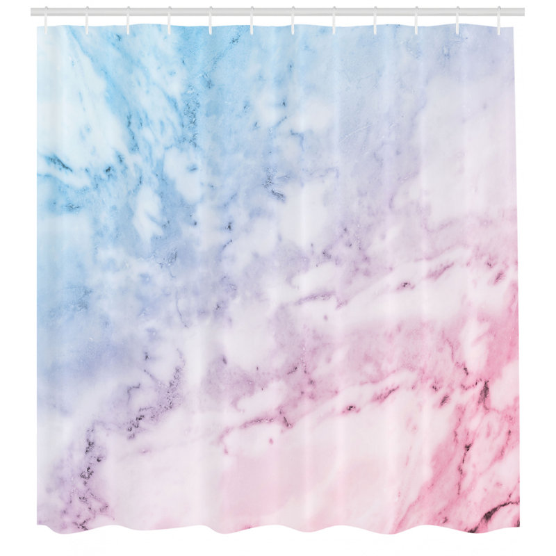 East Urban Home Marble Shower Curtain Set Hooks Wayfair