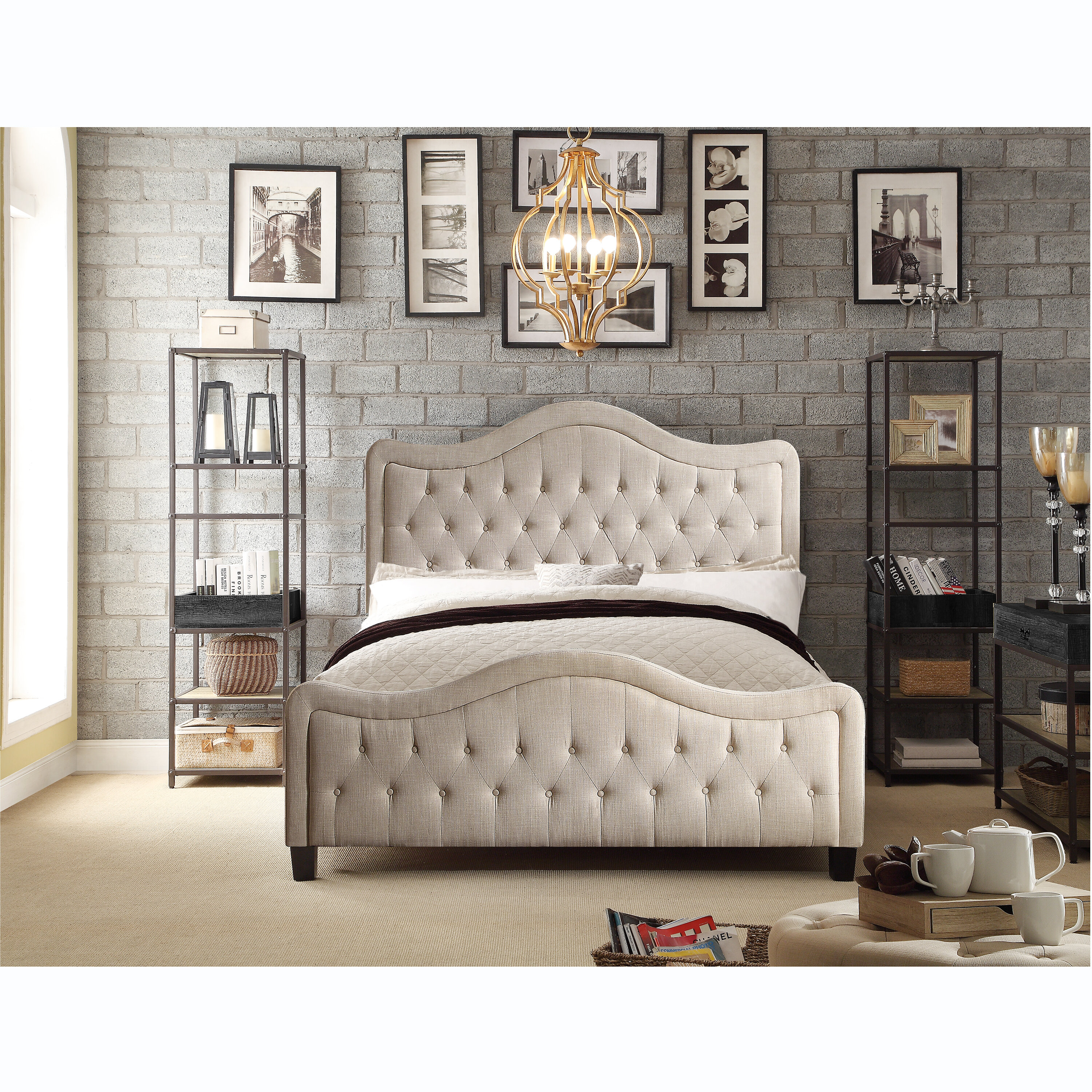 drusilla tufted upholstered low profile standard bed