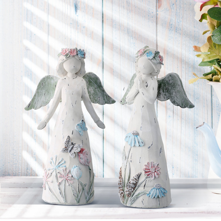 Trinx Resin Garden Angel 2 Piece Garden Statues Set Wayfair.ca