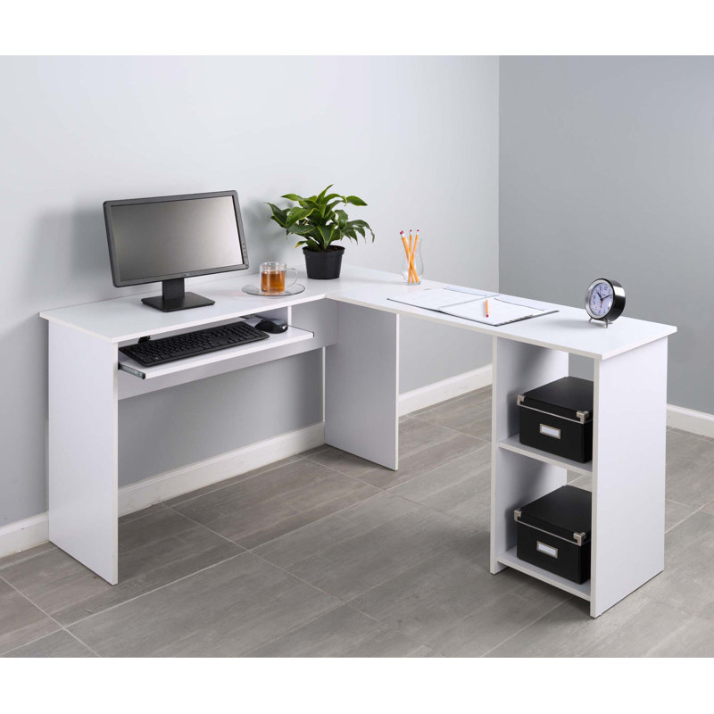 Symple Stuff Hanke Corner 2 Side Shelve L Shape Computer Desk