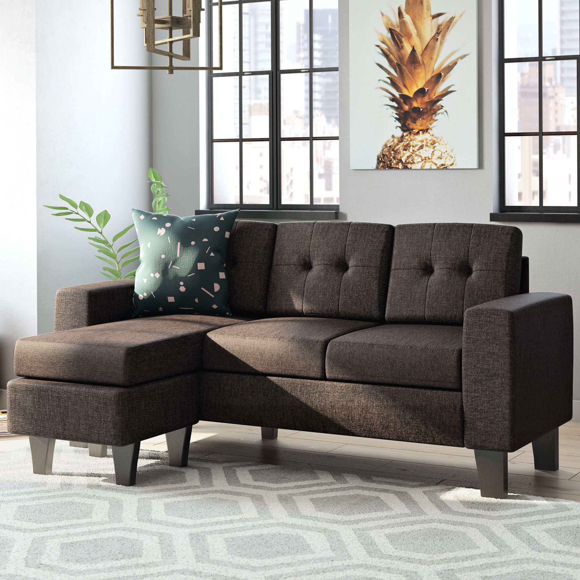 Mercury Row 77 Reversible Modular Sectional With Ottoman Reviews Wayfair