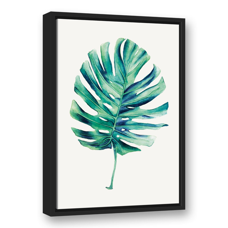 Bay Isle Home Single Palm Leaf Framed Watercolor Painting Print