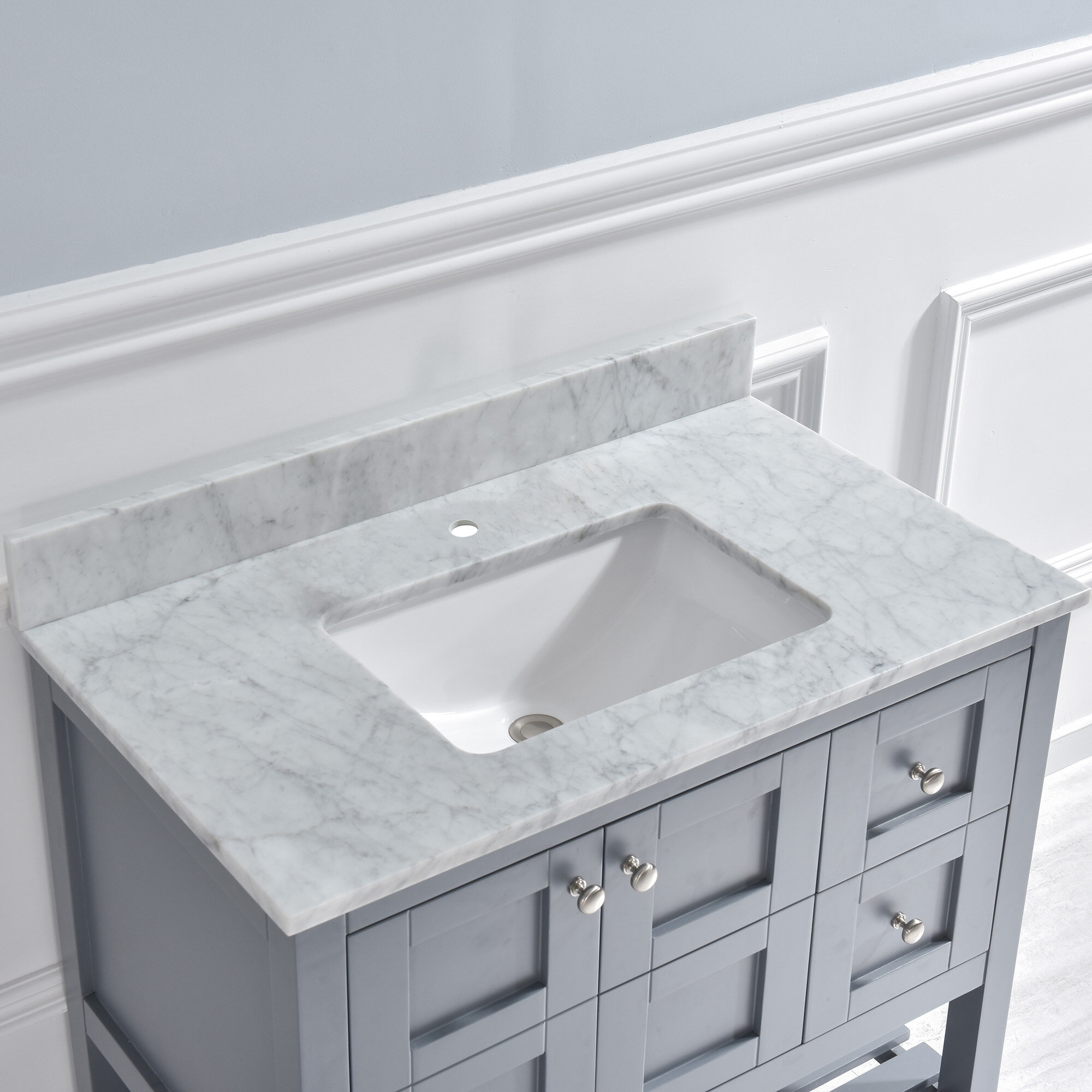 Woodbridge 43 Single Bathroom Vanity Top In Carra White With Sink Reviews Wayfair