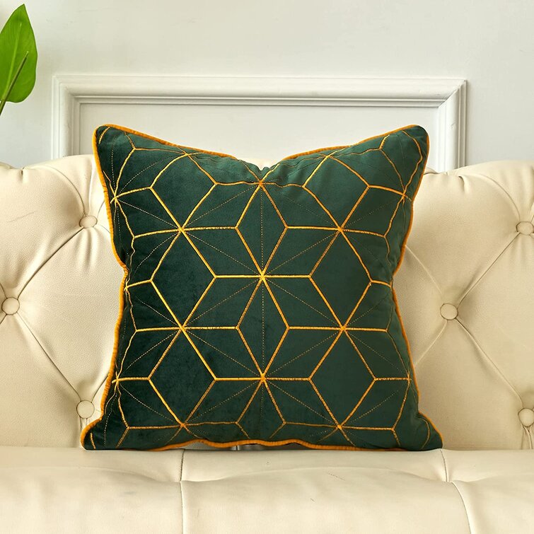 16x16 Weaving Gold Circles Decorative Throw Pillow for Sofa Couch