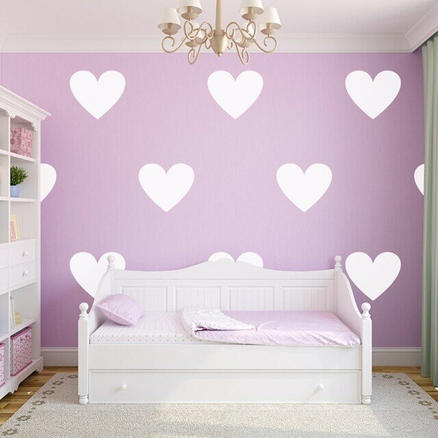 Pastel Hearts 30 Pack Wall Art Stickers Pink Purple Turquoise Decal Love Mural 