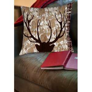 Printed Square Deer Throw Pillow