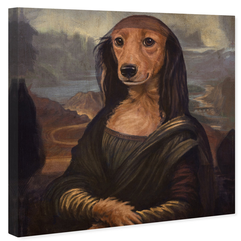 Art Remedy Dogs And Puppies Mona Lisa Pet Graphic Art Print On