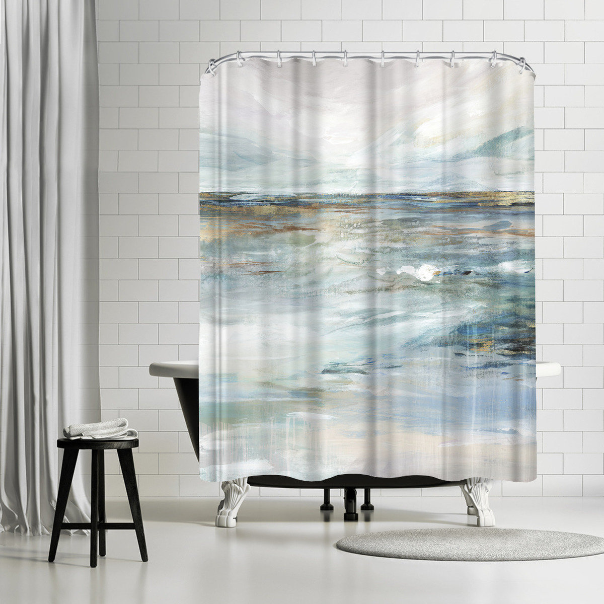 East Urban Home Pi Creative Art Midnight Clear Ii Single Shower Curtain Wayfair