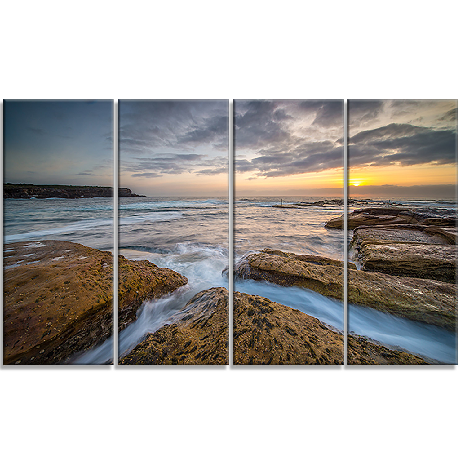 Designart Bright Sydney Coastline View 4 Piece Wall Art On Wrapped Canvas Set Wayfair