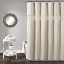 Bath Elements 70x72 Lace Fabric Shower Curtain w/ Vinyl Liner and Rings 