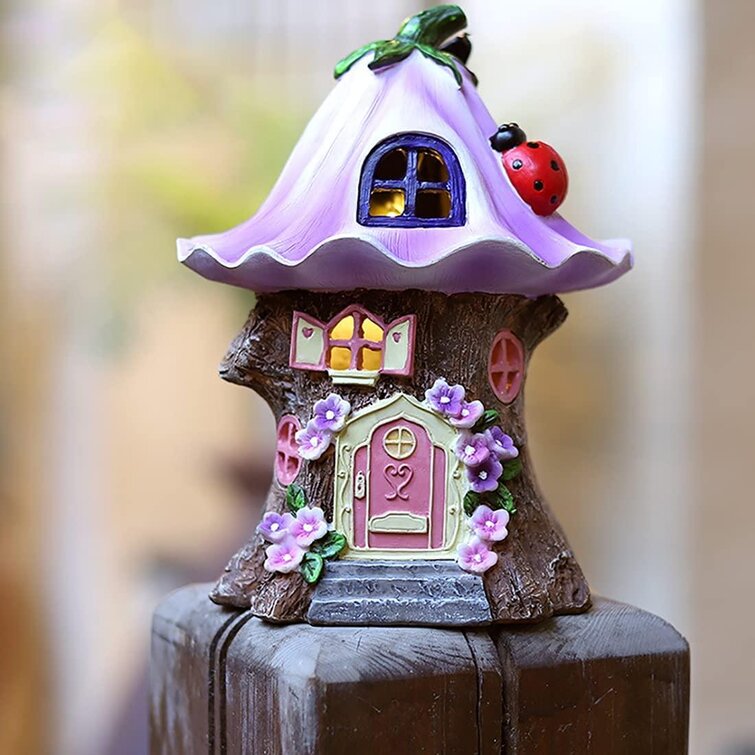 Solar Ladybug Cottage Fairy Garden Mini 