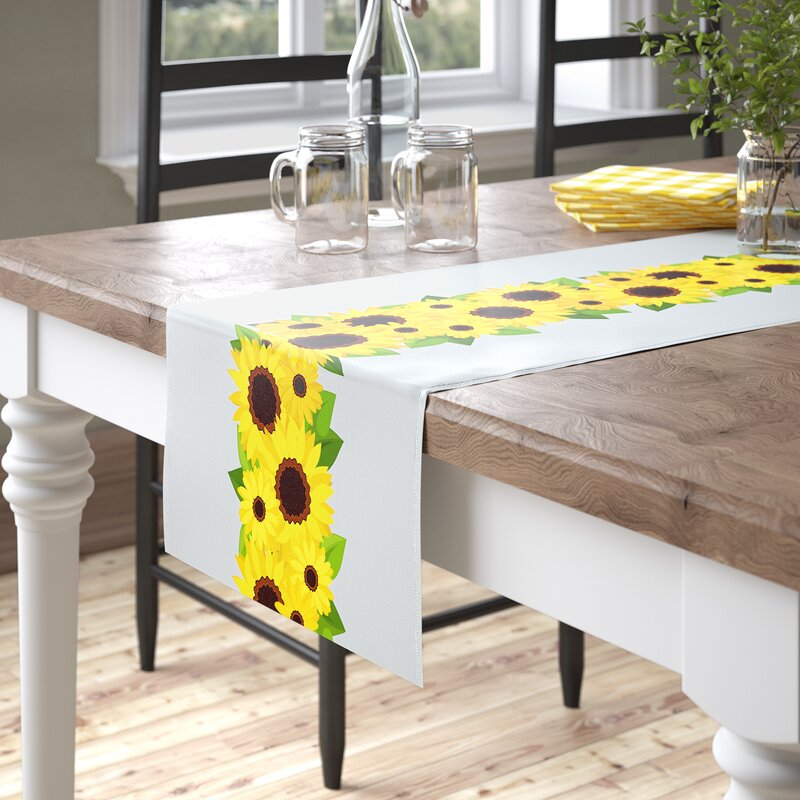 August Grove Groth Sunflower Garland Border Table Runner | Wayfair