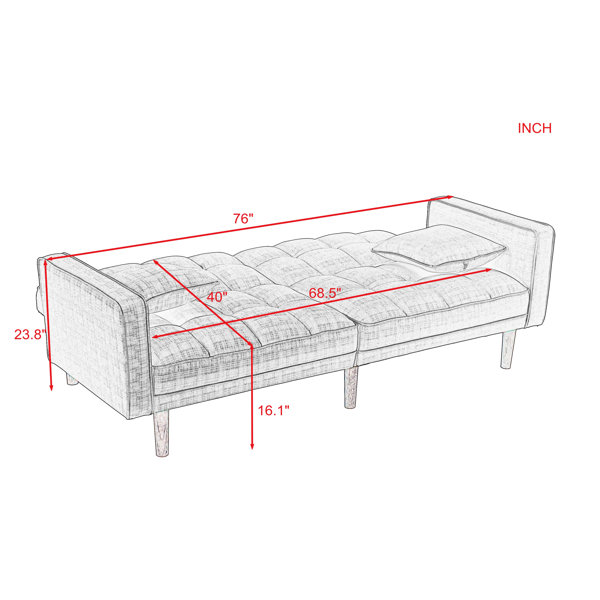 Tilden Twin 75'' Wide Tight Back Convertible Sofa