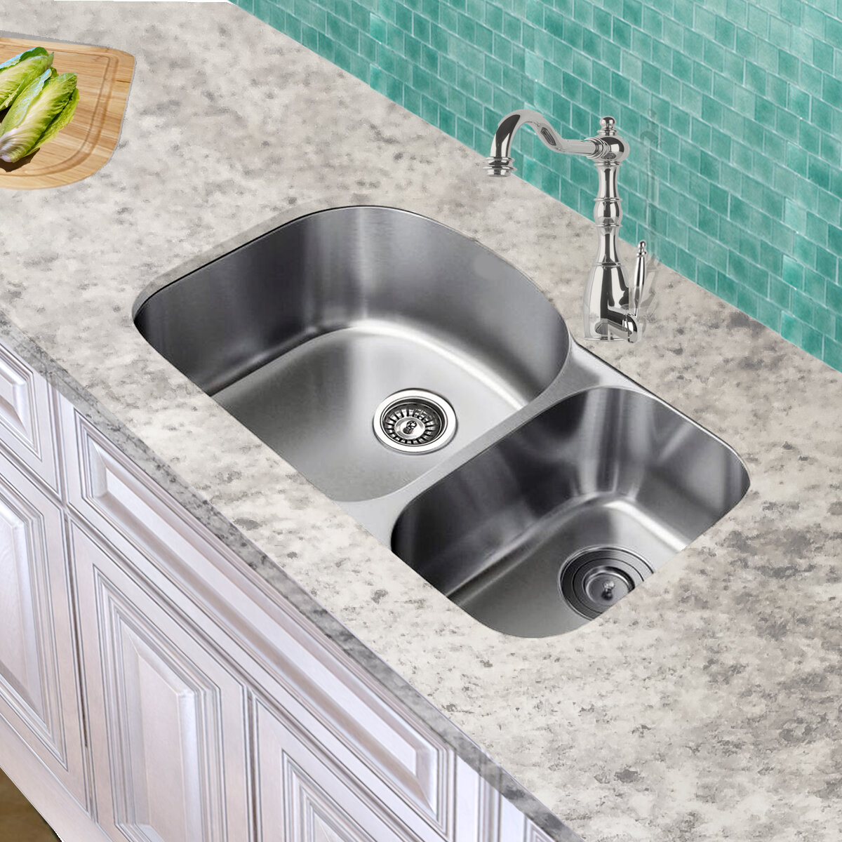 Falmouth 31 5 L X 20 5 W 16 Gauge Stainless Double Bowl Kitchen Sink
