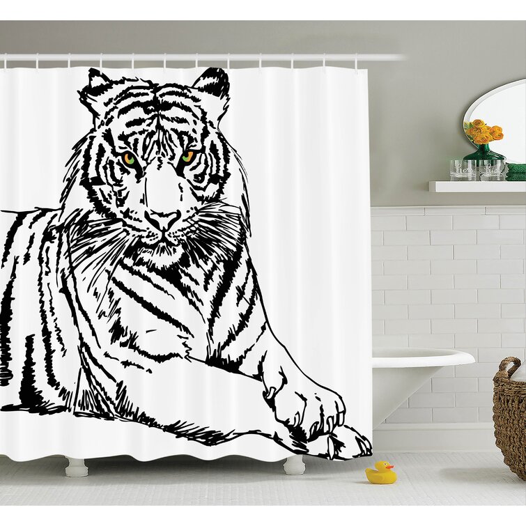 Tiger Majesty Waterproof Bathroom Polyester Shower Curtain Liner Water Resistant 
