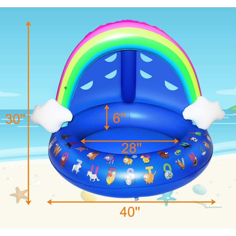 Chiloyal Baby Pool Toys With Canopy 40 Inflatable Kiddie Pool Floats For Outside Splash Pad Sprinkler For Kids Blow Up Outdoor Water Toys For Toddlers 1 3 Wayfair