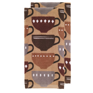 Coffee Fiber Reactive Print Kitchen Dishcloth (Set of 2)