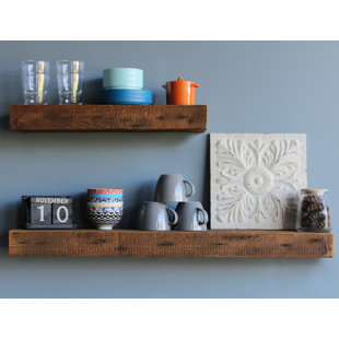 Barn Wood Wall Shelf Wayfair Corda Reclaimed Barn Wood Floating Wall Shelf Set Of 2