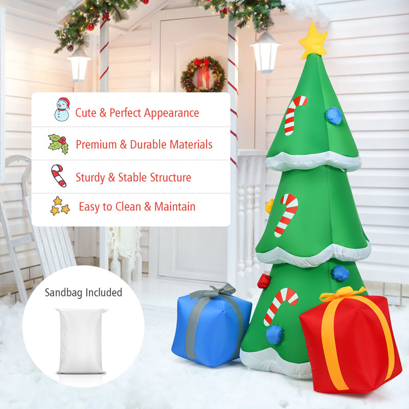The Holiday Aisle 6ft Inflatable Christmas Tree W Gift Boxes Blow Up Lighted Outdoor Decoration Wayfair