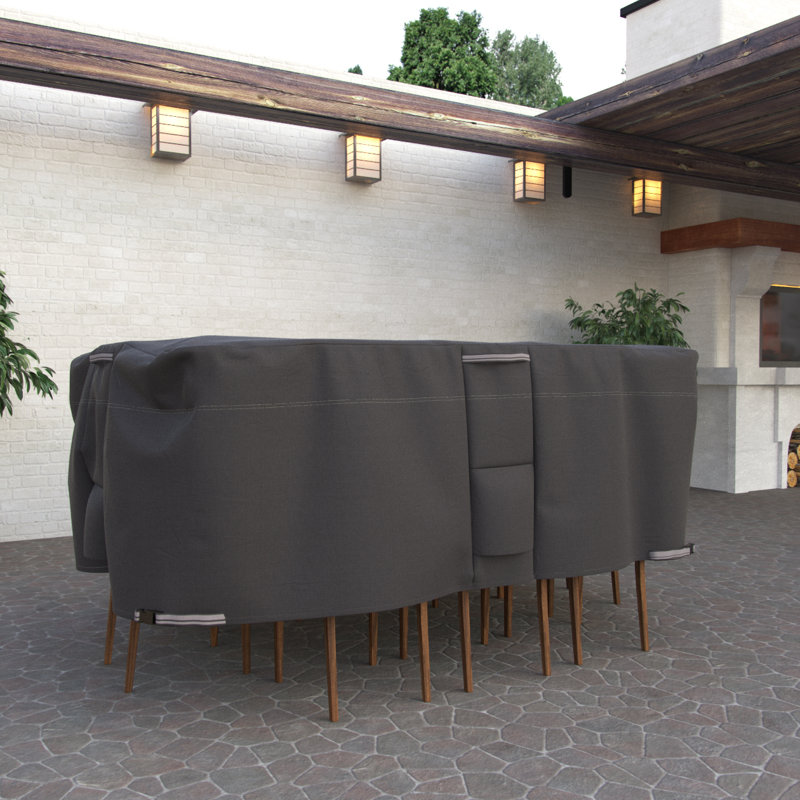 Arlmont Co Taupe Heavy Duty Breathable Patio Dining Set Cover