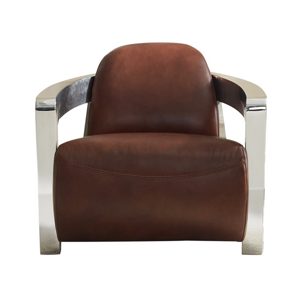Sunset Trading Milan Aviator Armchair Leather With Chrome Arms Brown Wayfair