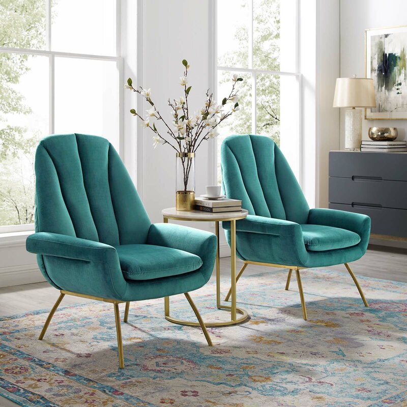 Everly Quinn Arnulfo Performance Velvet Armchair Wayfair