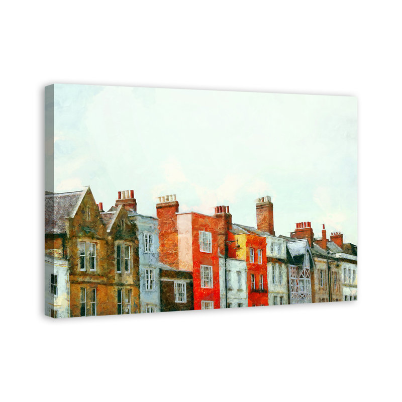 Charlton Home European Row Houses Wrapped Canvas Acrylic