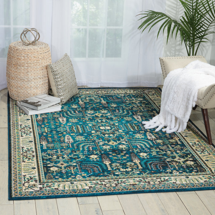 Bungalow Rose Glassman Oriental Teal Blue Area Rug & Reviews | Wayfair.ca