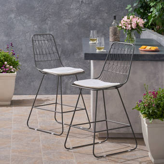 George Oliver Endicott Lucrezia Wicker 30 Patio Bar Stool With Cushion Reviews Wayfair