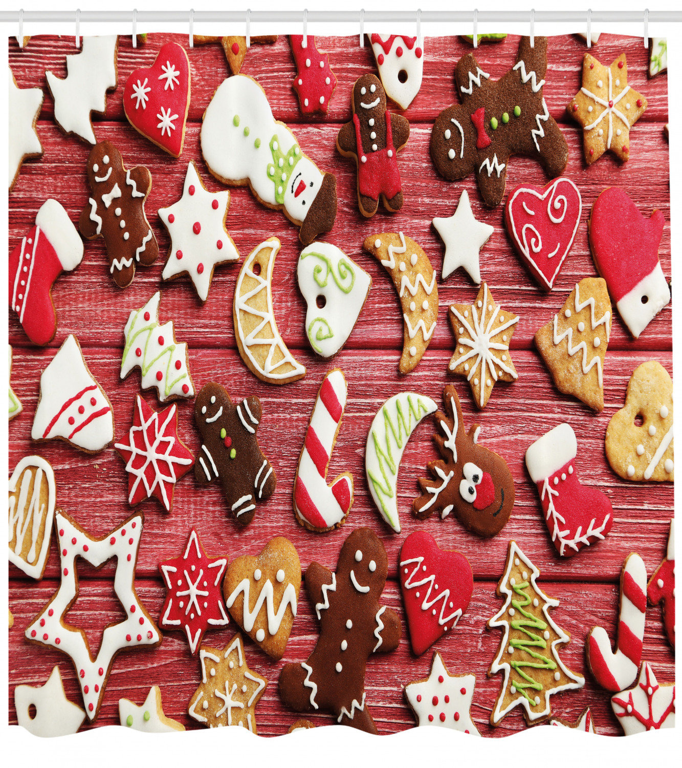 East Urban Home Gingerbread Man Shower Curtain Set Hooks Wayfair