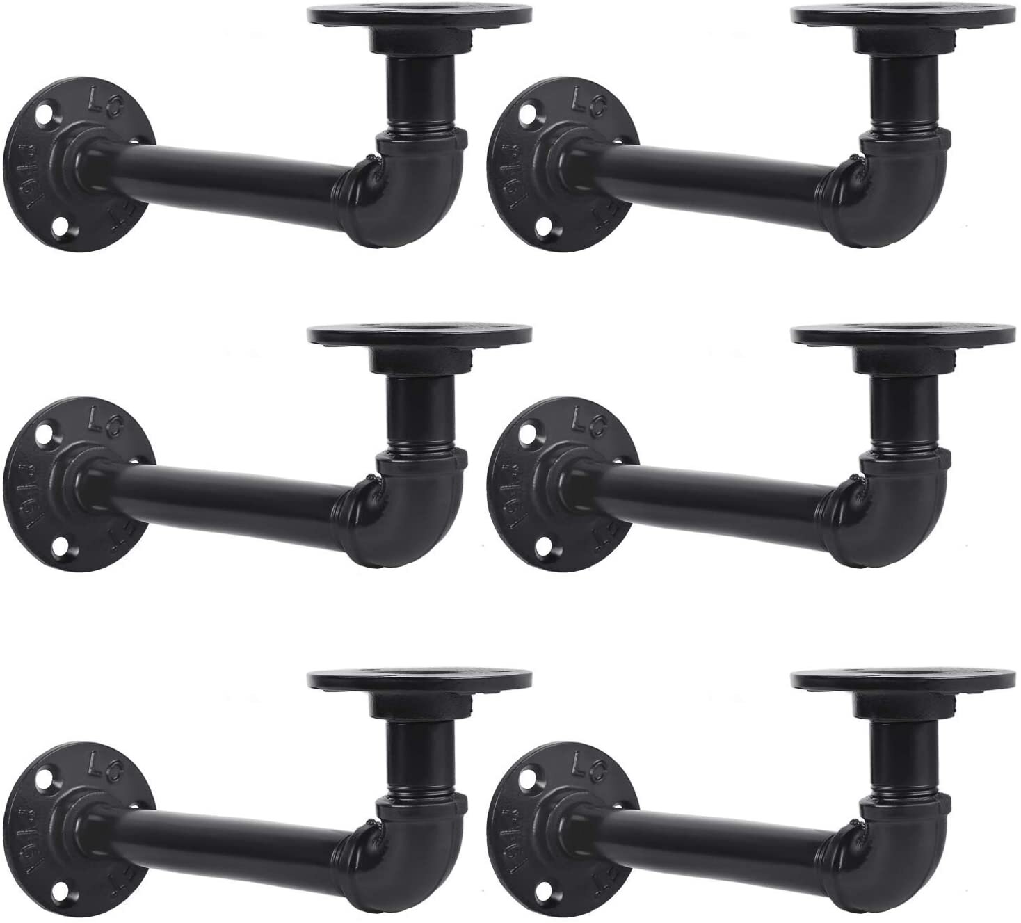 Industrial Pipe Shelf L Brackets for Vintage and Rustic Home Décor with Hardware 