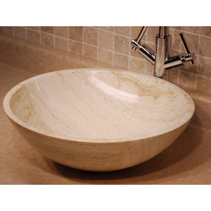 Travertine Bowl Stone Circular Vessel Bathroom Sink