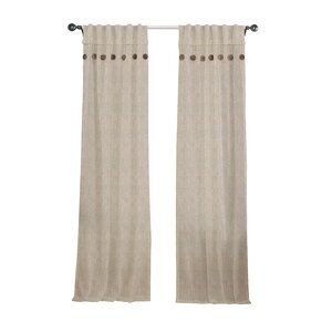 Button Linen Solid Semi-Sheer Rod Pocket Curtain Panels (Set of 2)